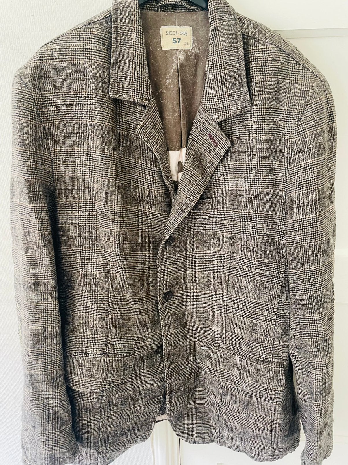 Te koop: colbert, Sissy Boy, ruit, beige, maat L, Kleding | Heren, Kostuums en Colberts, Ophalen of Verzenden, Zo goed als nieuw