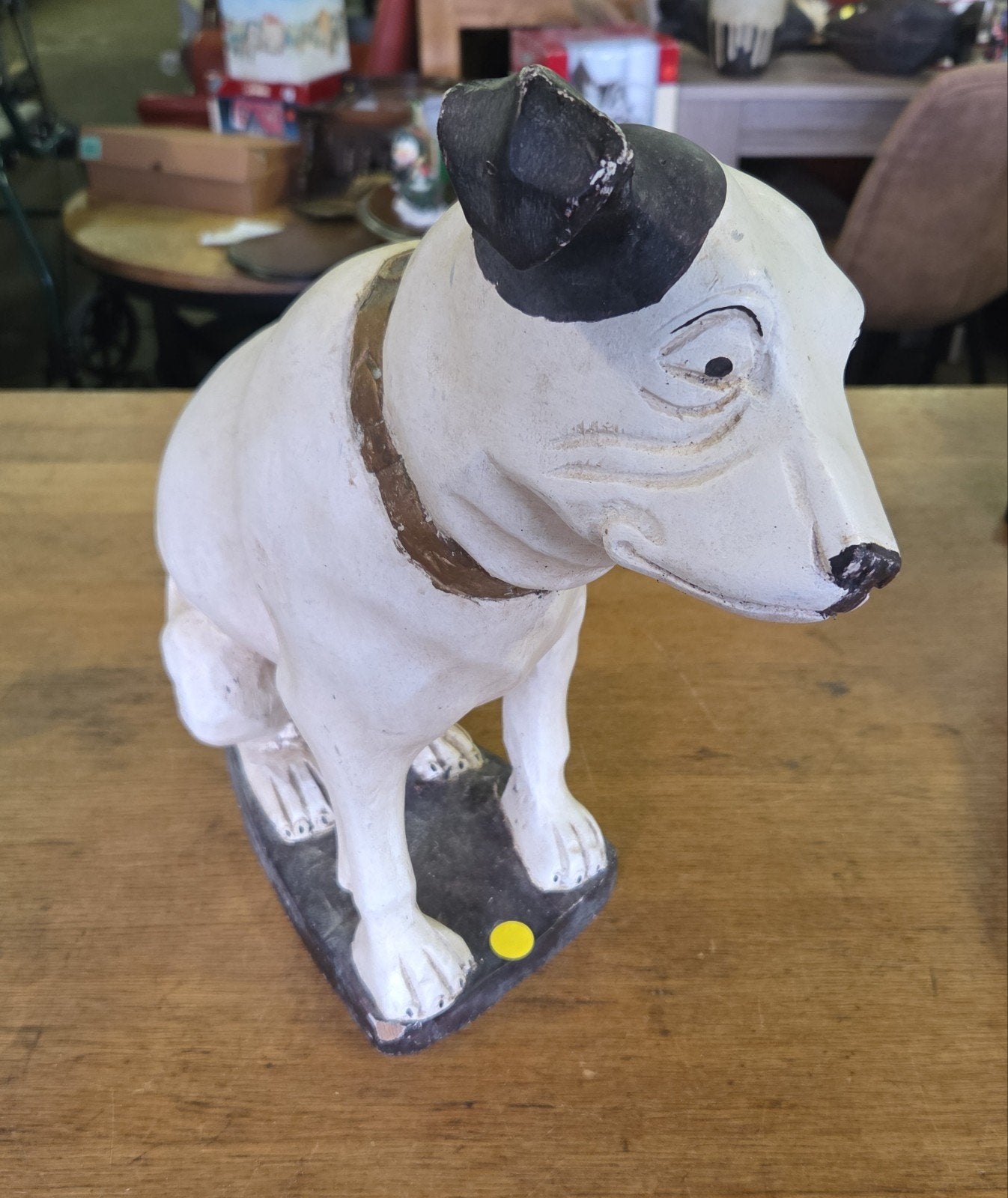 vintage houten beeld terrier Nipper RCA, Ophalen of Verzenden, Gebruikt, Dier