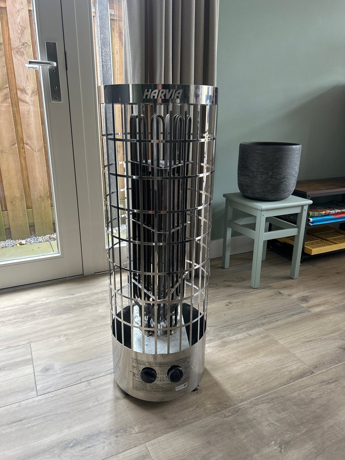 Harvia Cilindro PC90 – 9 kW Saunakachel – Chroom, Ophalen, Zo goed als nieuw, Fins of Traditioneel, Onderdelen