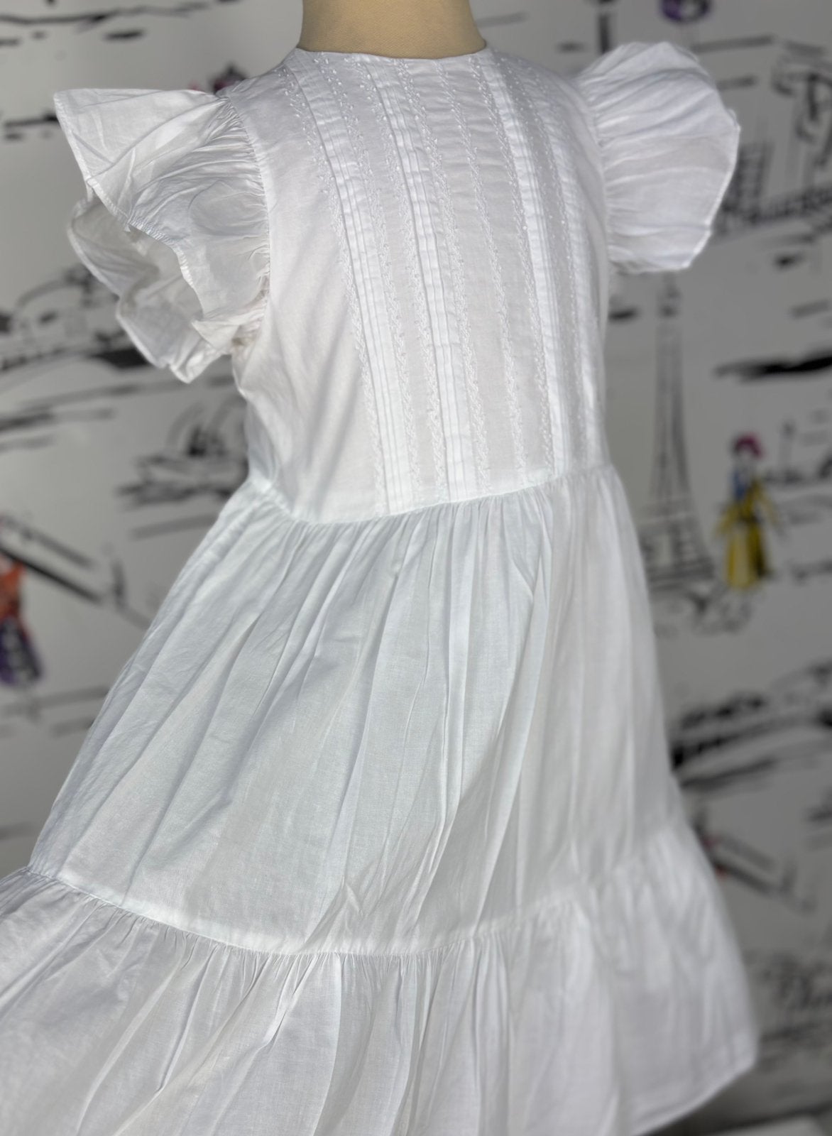 Il Gufo witte bohemian cocktail jurk maat 6 (199,95 euro), Customercare@ilgufo.com, Zo goed als nieuw, Il Gufo EU, Jurk of Rok
