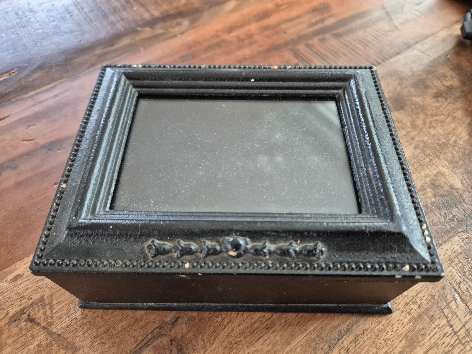 Houten opbergkist met glas in deksel, Antiek en Kunst, Curiosa en Brocante, Ophalen of Verzenden