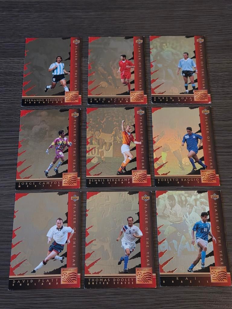 Upperdeck World Cup 1994 Holo cards 9x, Ophalen of Verzenden, Zo goed als nieuw, Buitenlandse clubs, Poster, Plaatje of Sticker