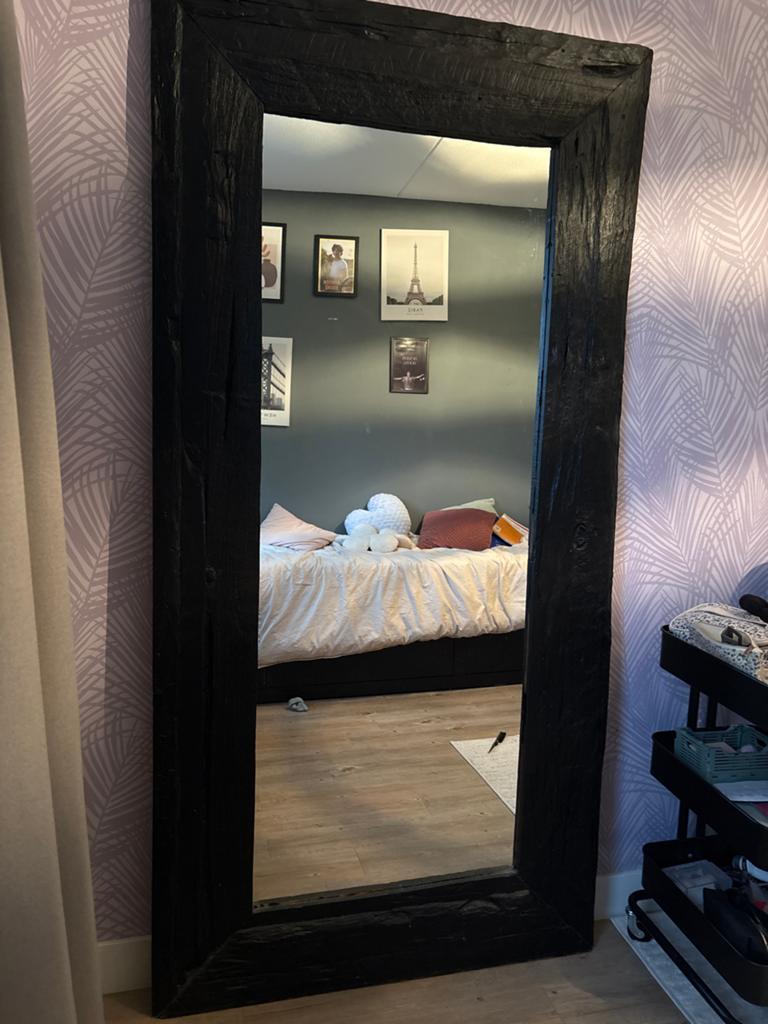 Mooie zwarte Brosi spiegel 200x100 cm, Huis en Inrichting, Woonaccessoires | Spiegels, Ophalen, 200 cm of meer, Zo goed als nieuw