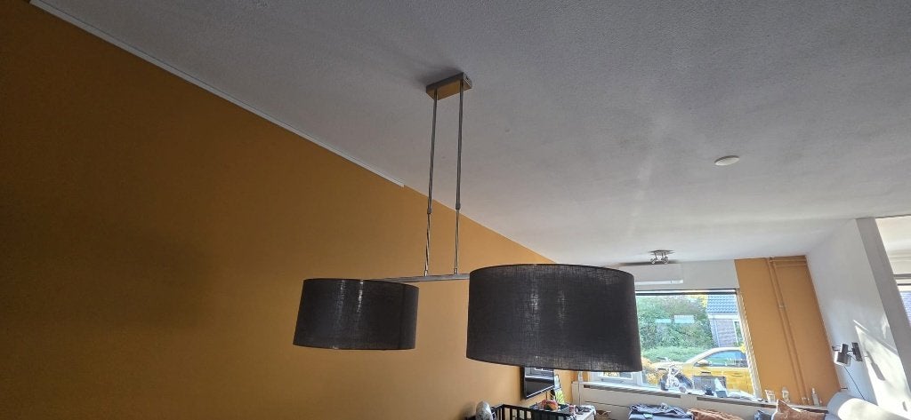 RVS Hanglamp 120cm lang, in hoogte verstelbaar en dimbaar, Ophalen, Zo goed als nieuw, Modern, strak, E27 (groot)