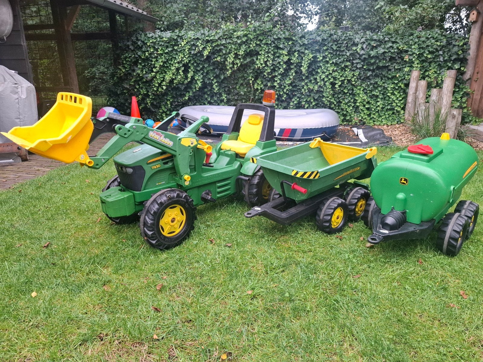 rolly toys john deere traptrekker met kieper en tank, Kinderen en Baby's, Ophalen of Verzenden, Gebruikt