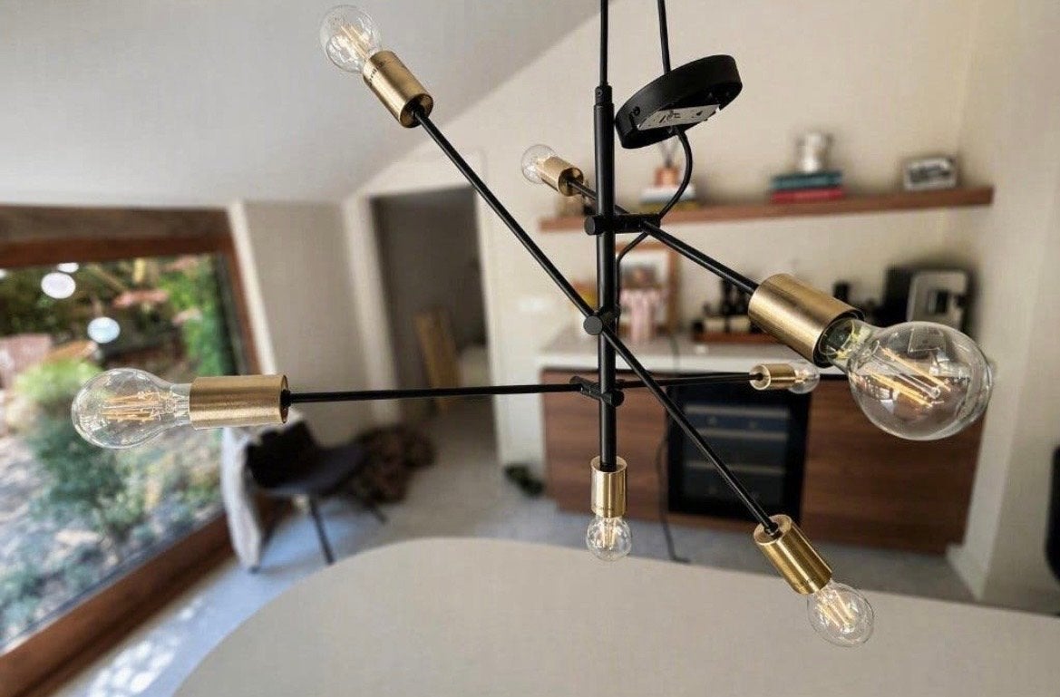 Westwing Sputnik Hanglamp Zwart/Goud - Modern Design, Ophalen, Zo goed als nieuw, Metaal, E27 (groot)