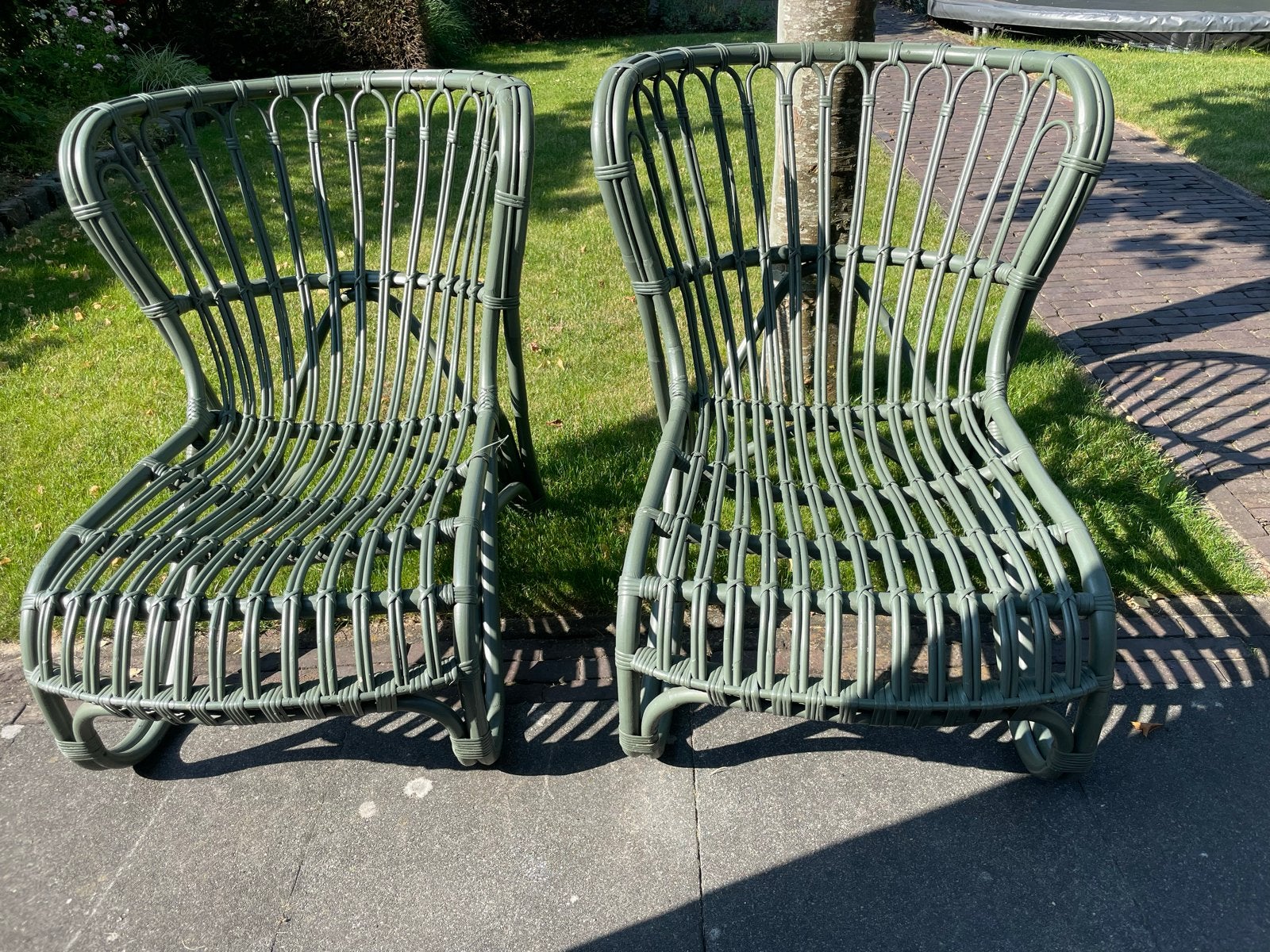 Rotan stoel groen van de Intratuin, Huis en Inrichting, Stoelen, Ophalen, Gebruikt, Overige kleuren, Riet of Rotan