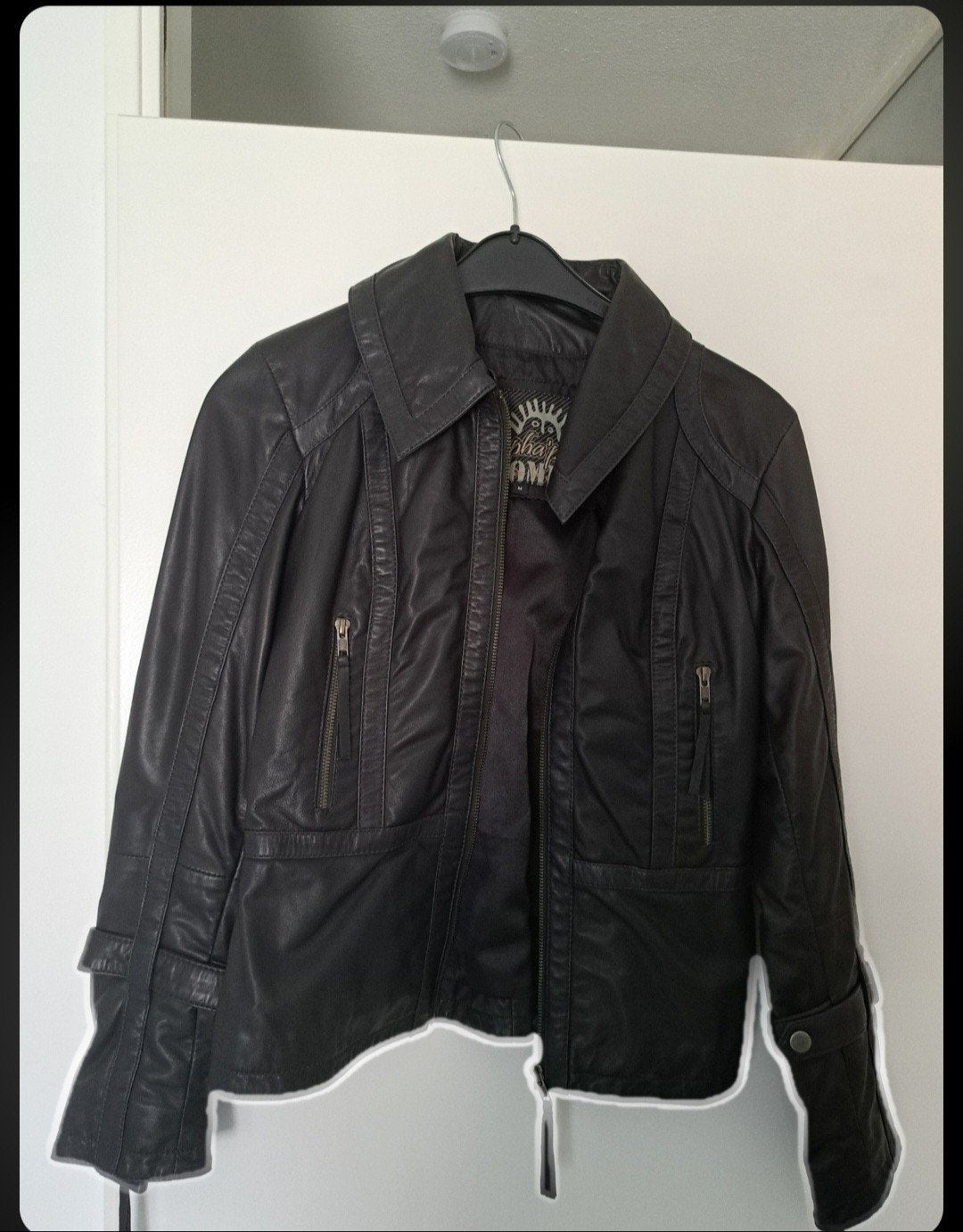 Lederen biker jack, Ophalen of Verzenden, Zo goed als nieuw, Zwart