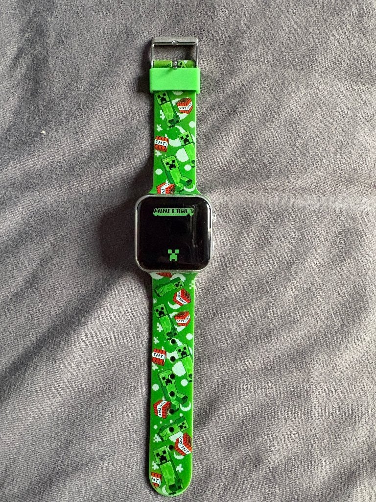 Minecraft kinderhorloge, Ophalen of Verzenden, Zo goed als nieuw, Groen, Jongen of Meisje