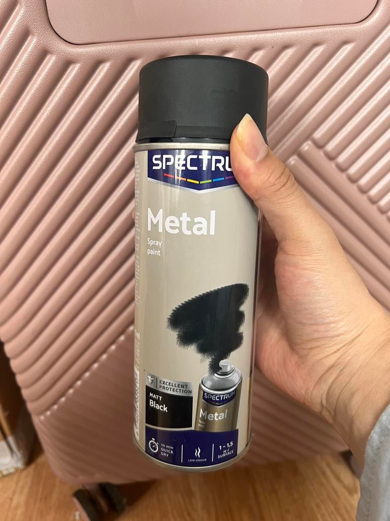 Spectrum Metal Spray Paint Mat Zwart 400ml, Zwart, Nieuw, Ophalen of Verzenden, Lak