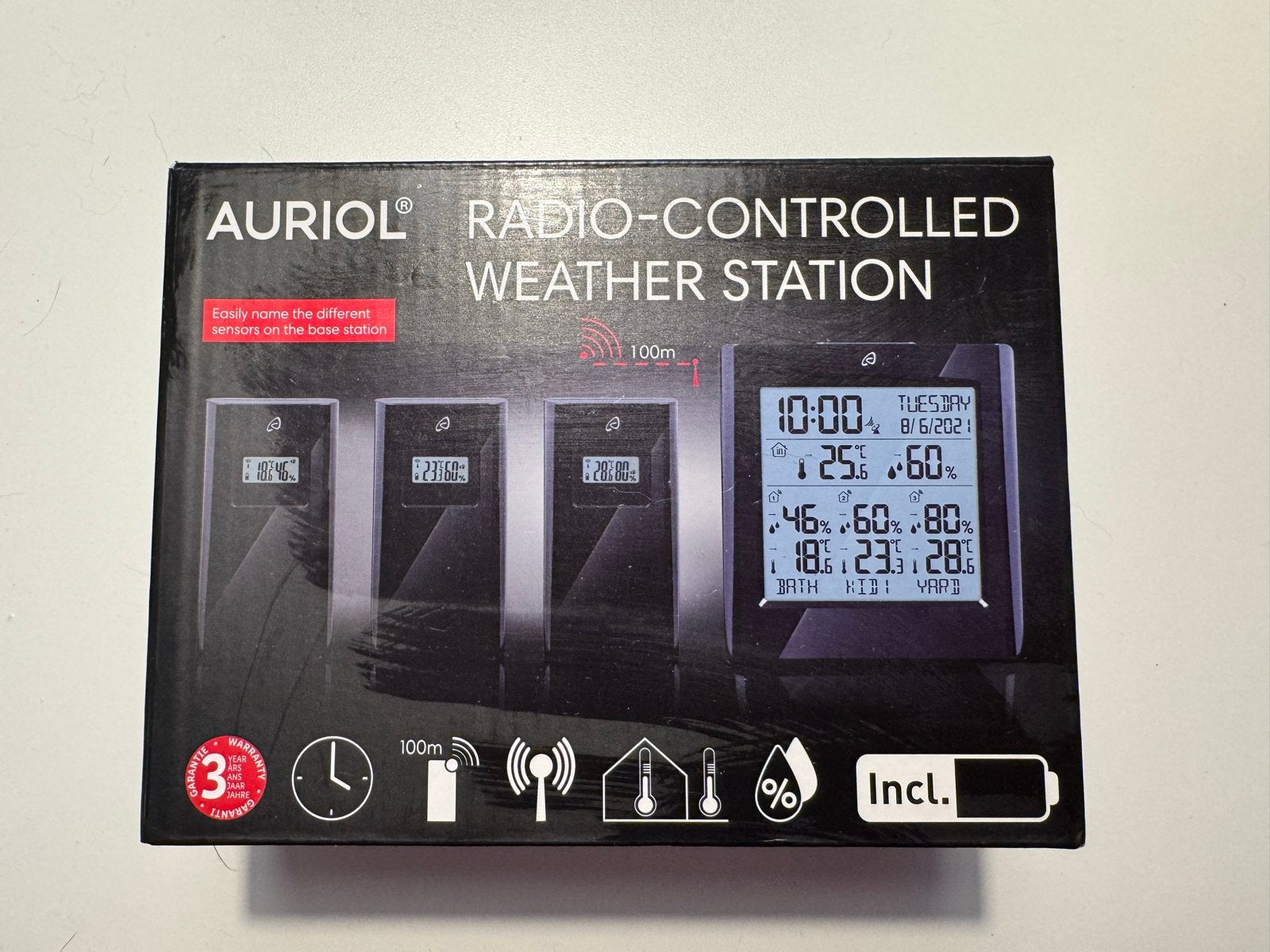 Auriol Radio-Controlled Weerstation - Zo goed als nieuw, Ophalen of Verzenden, Zo goed als nieuw, Weerstation