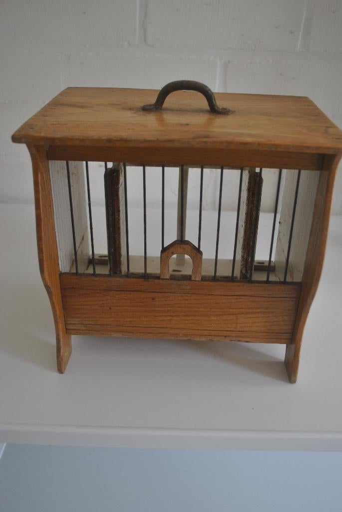 Vogelkooitje, klein, oud, hout, brocante, decoratie, Ophalen of Verzenden
