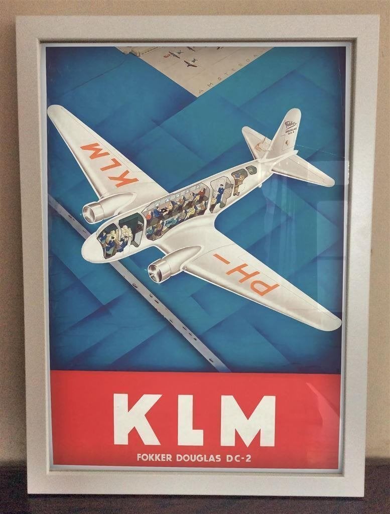 KLM FOKKER DC2 Luchtvaart Affiche Poster in frame, Verzenden, Nieuw, Schaalmodel