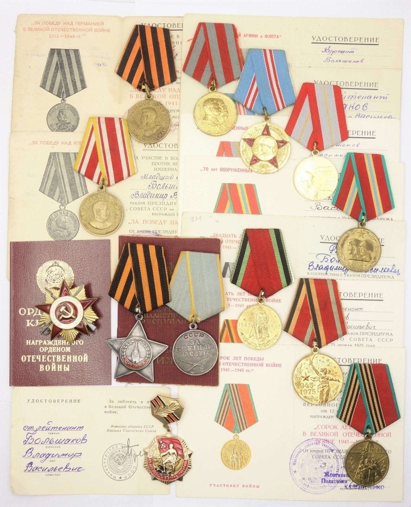WO2 Sovjet Medailles Orde Glorie Duitsland Japan 18 Jaar, Verzenden, Landmacht, Overige gebieden, Lintje, Medaille of Wings