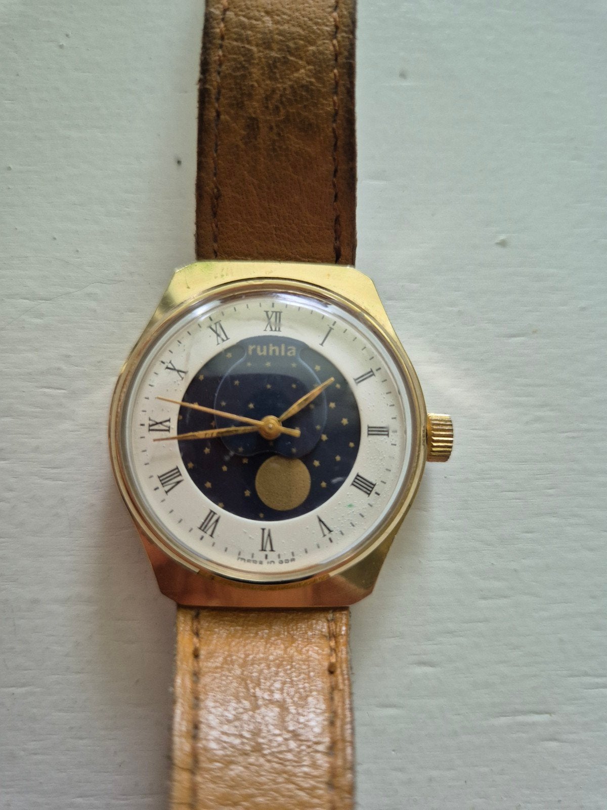 Ruhla Maanfase horloge, Overige merken, Overige materialen, Met bandje, Polshorloge