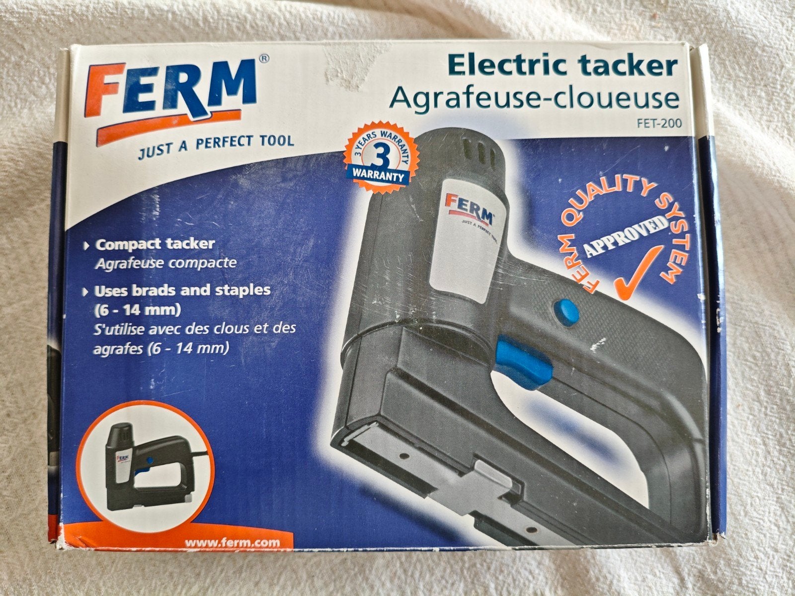 Ferm FET-200 Elektrische Tacker - Zo goed als nieuw, Ophalen of Verzenden, Zo goed als nieuw, Tacker/nietmachine, Ferm
