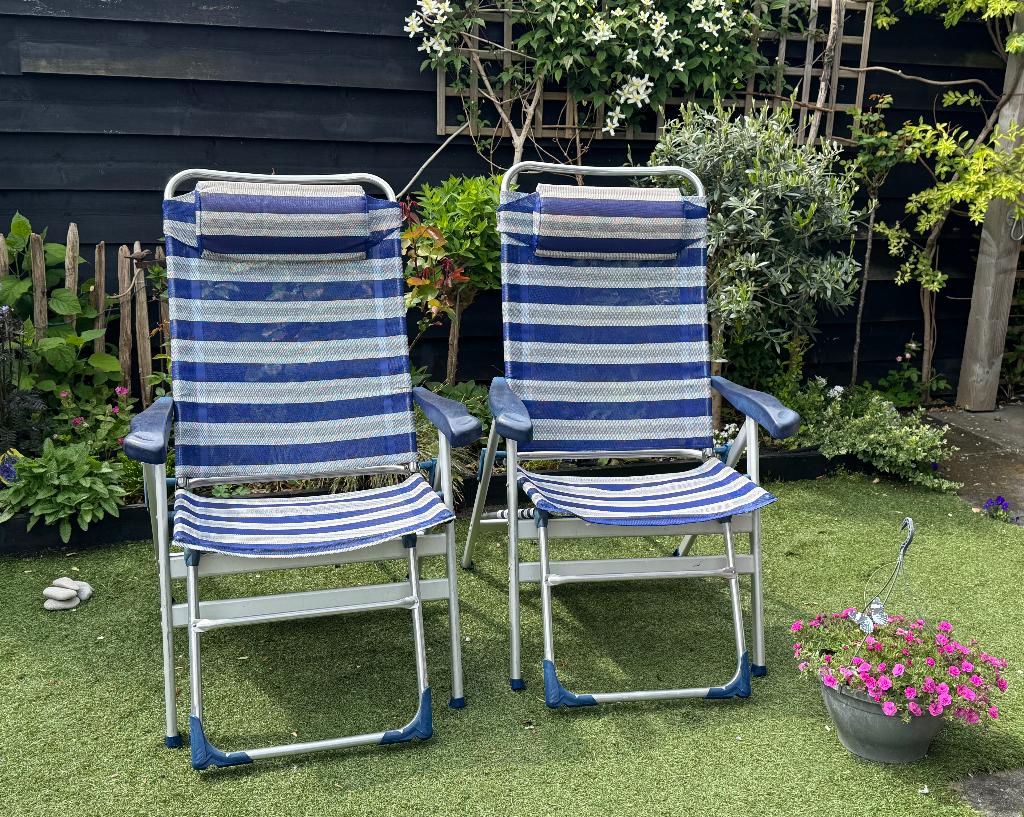 crespo stoelen 120kg met voetensteun  (2x), Caravans en Kamperen, Kampeermeubelen, Ophalen, Gebruikt, Campingstoel