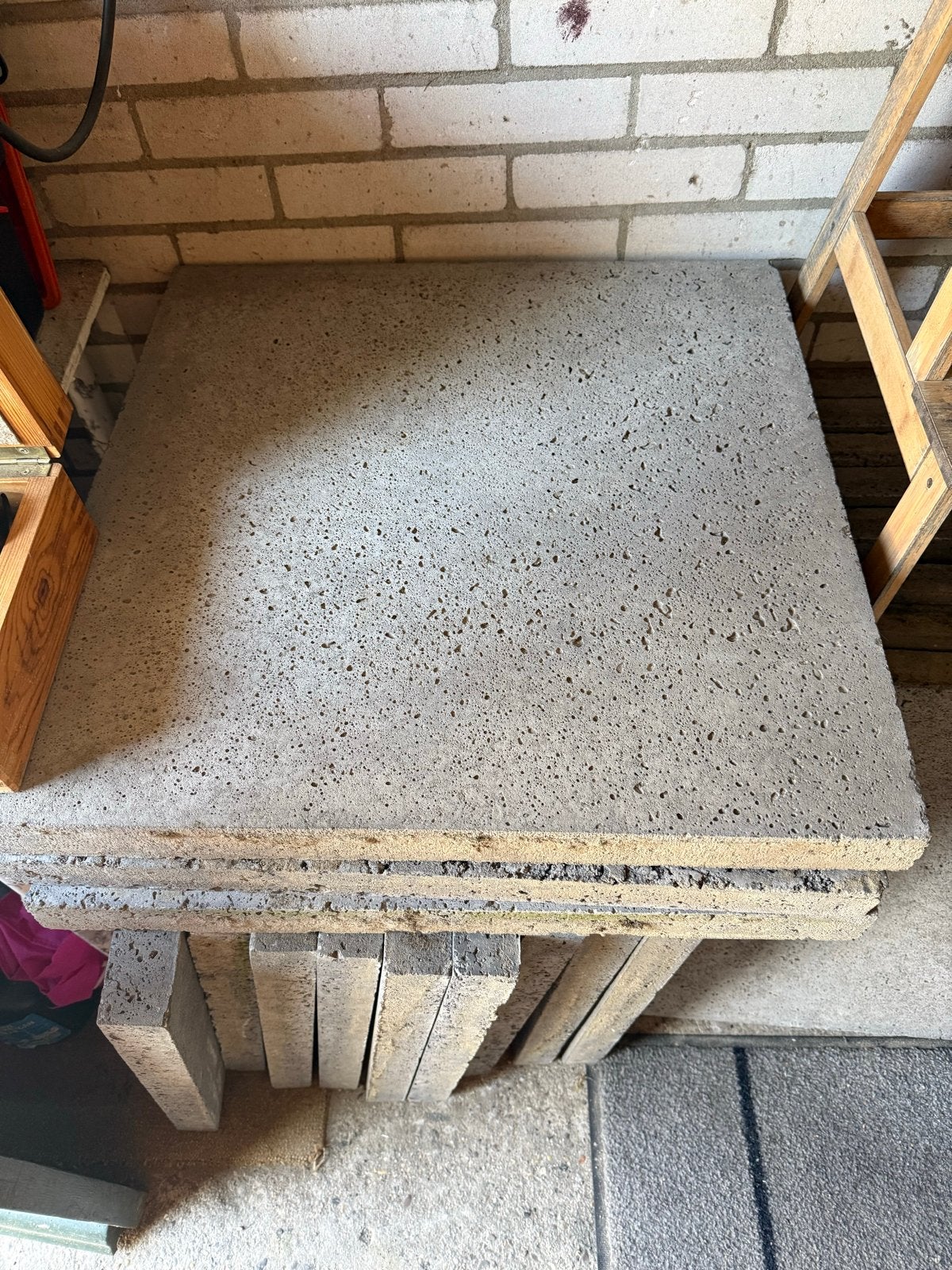 36 Antraciet tuintegels 60x60- Lichtgrijs en Donkergrijs, Tuin en Terras, Ophalen, Gebruikt, 5 tot 10 m², Beton