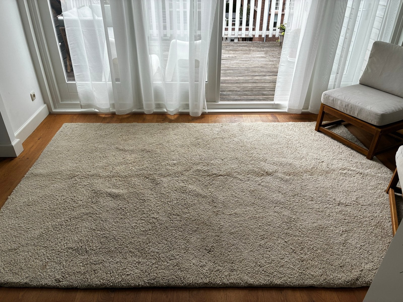 Groot handgeknoopt schapenwollen vloerkleed, Ophalen, Gebruikt, 200 cm of meer, Crème