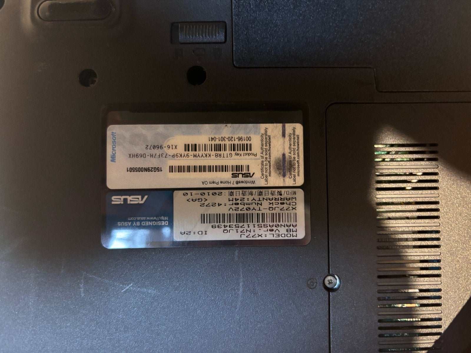ASUS X77J Laptop - Intel Core i5, 17 inch, 4GB RAM, Computers en Software, Windows Laptops, Gebruikt, 17 inch of meer, HDD, Onbekend