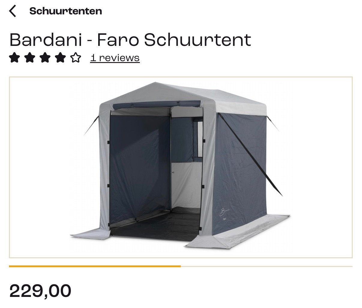 Bardani Faro Schuurtent, Ophalen, Zo goed als nieuw