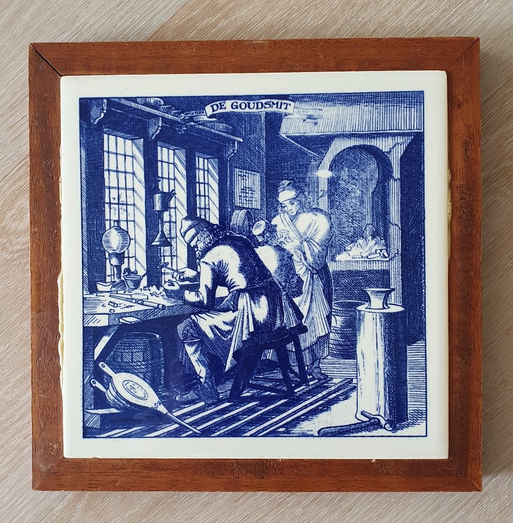Delfts Blauwe Ambachtstegel 'De Goudsmit', Ophalen of Verzenden