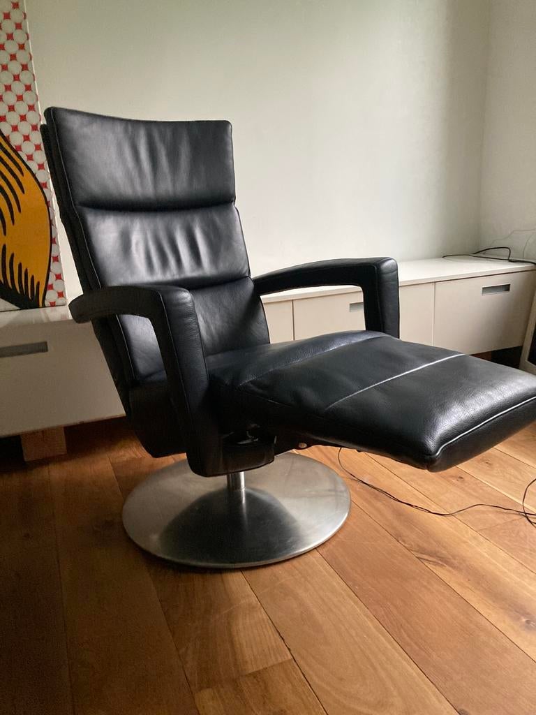 Prominent relaxstoel relaxfauteuil donkerblauw, Huis en Inrichting, Stoelen, Blauw, Ophalen of Verzenden, Zo goed als nieuw, Eén