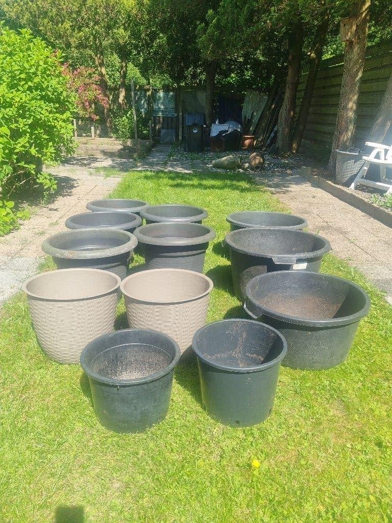 partij plantenbakken, Ophalen of Verzenden, Rond, Kunststof, Minder dan 30 cm