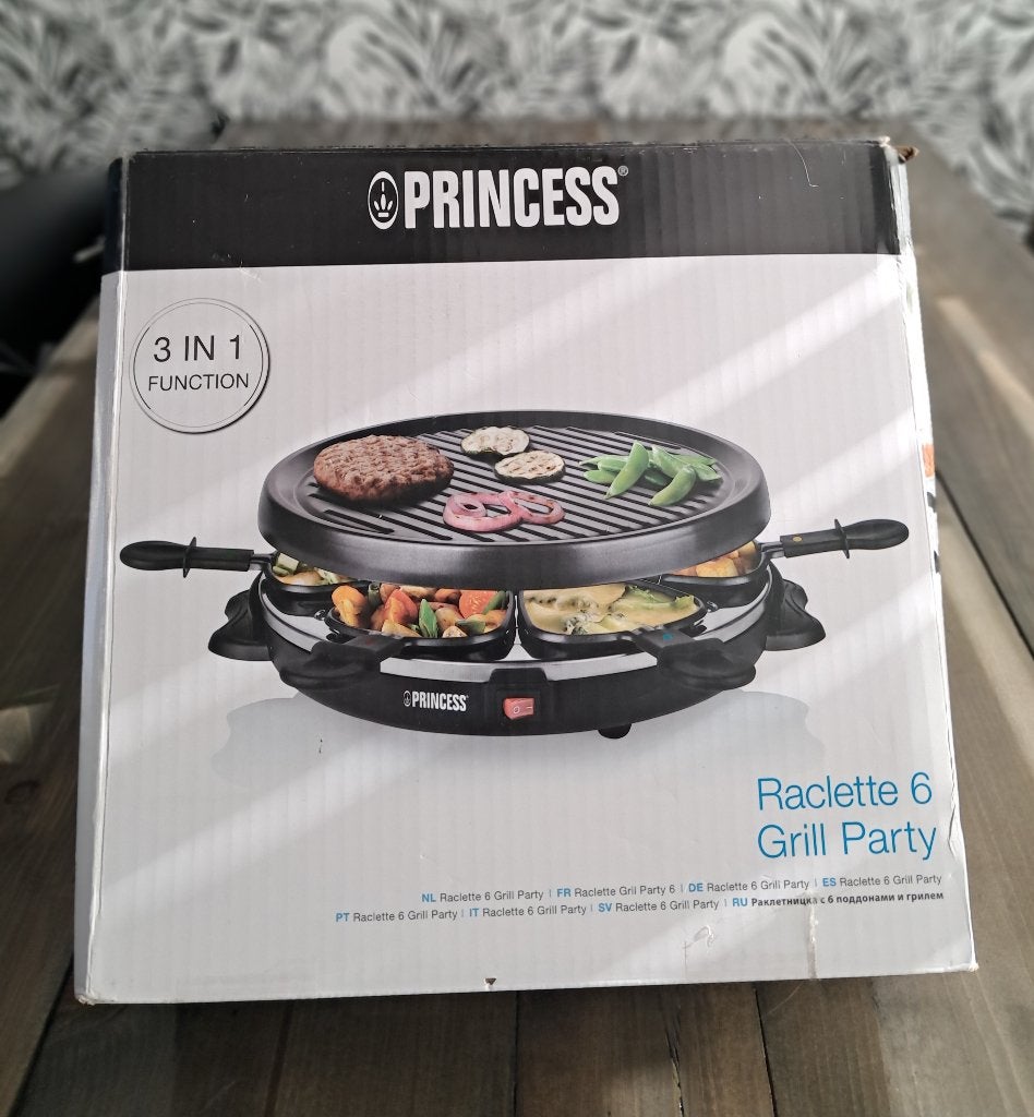 Princess Raclette 6 Grill Party - 3-in-1 Gourmetstel, Witgoed en Apparatuur, Ophalen of Verzenden, Zo goed als nieuw, 4 t/m 7 personen