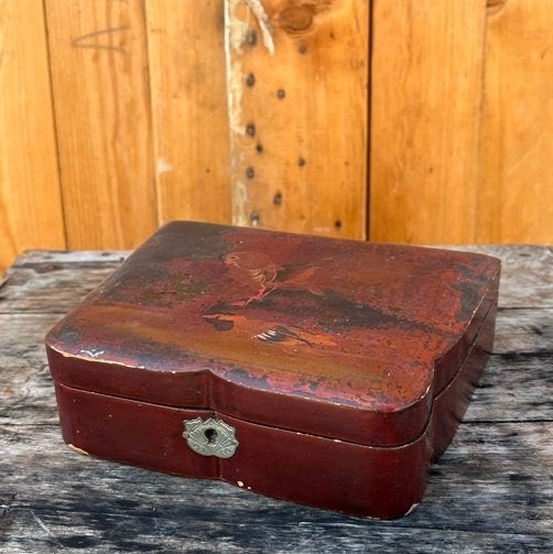 Lakdoos sieraden hout origineel lakwerk sieradendoosje bijou, Ophalen of Verzenden