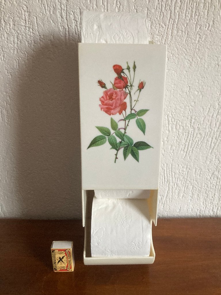 Vintage toiletrolhouder met roze roosjes voor 4 wc rollen, Ophalen of Verzenden, Zo goed als nieuw, Roze, Toilet-accessoire
