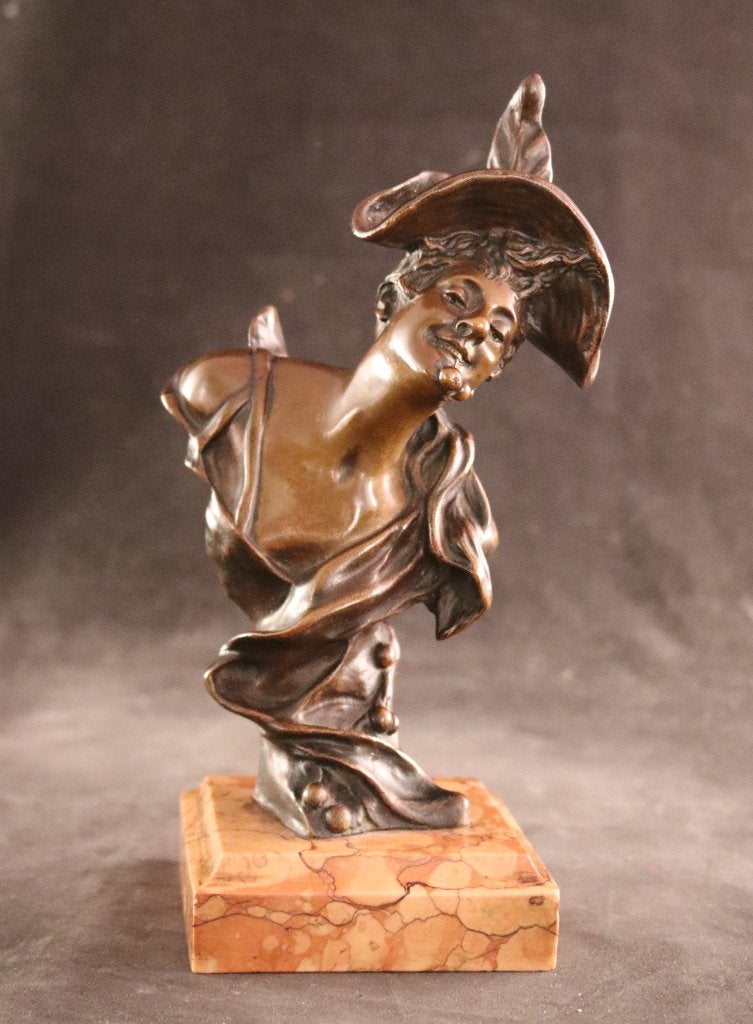 Bronzen Art Nouveau buste "Les Cerises", Verzenden
