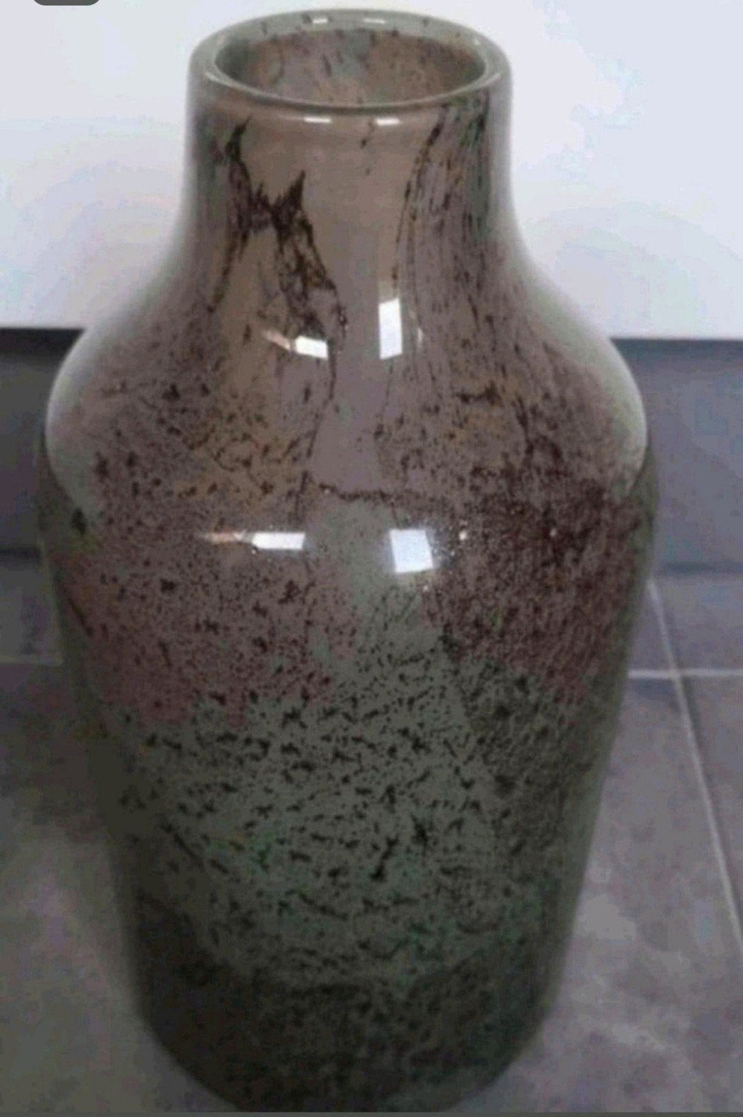 Grote glazen vaas met print ZGAN, Ophalen of Verzenden, Zo goed als nieuw, Groen, Glas