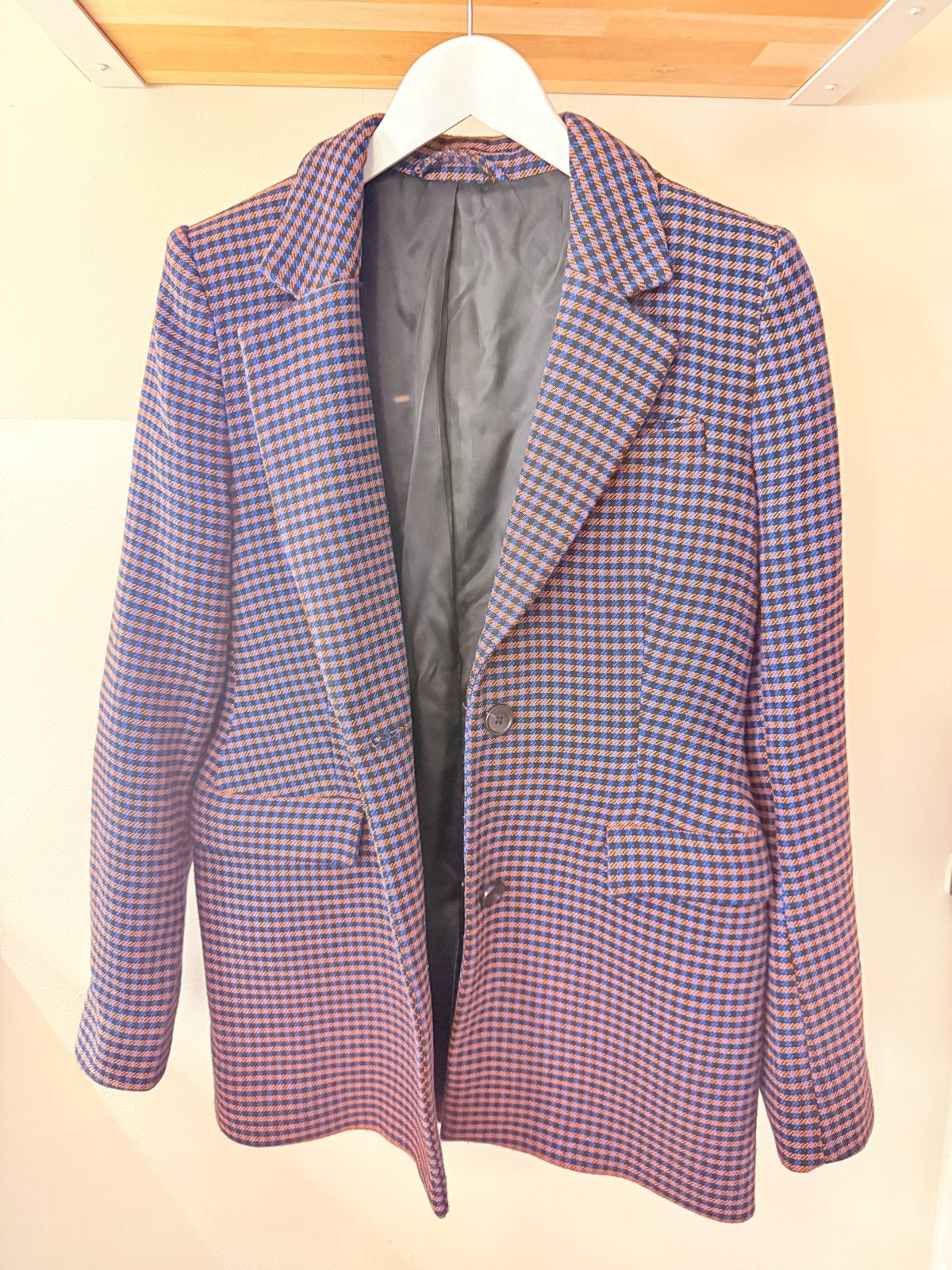 Colbert jasje ruit blauw oranje zwart - & Other Stories, Maat 38/40 (M), Blauw, Ophalen of Verzenden, Zo goed als nieuw