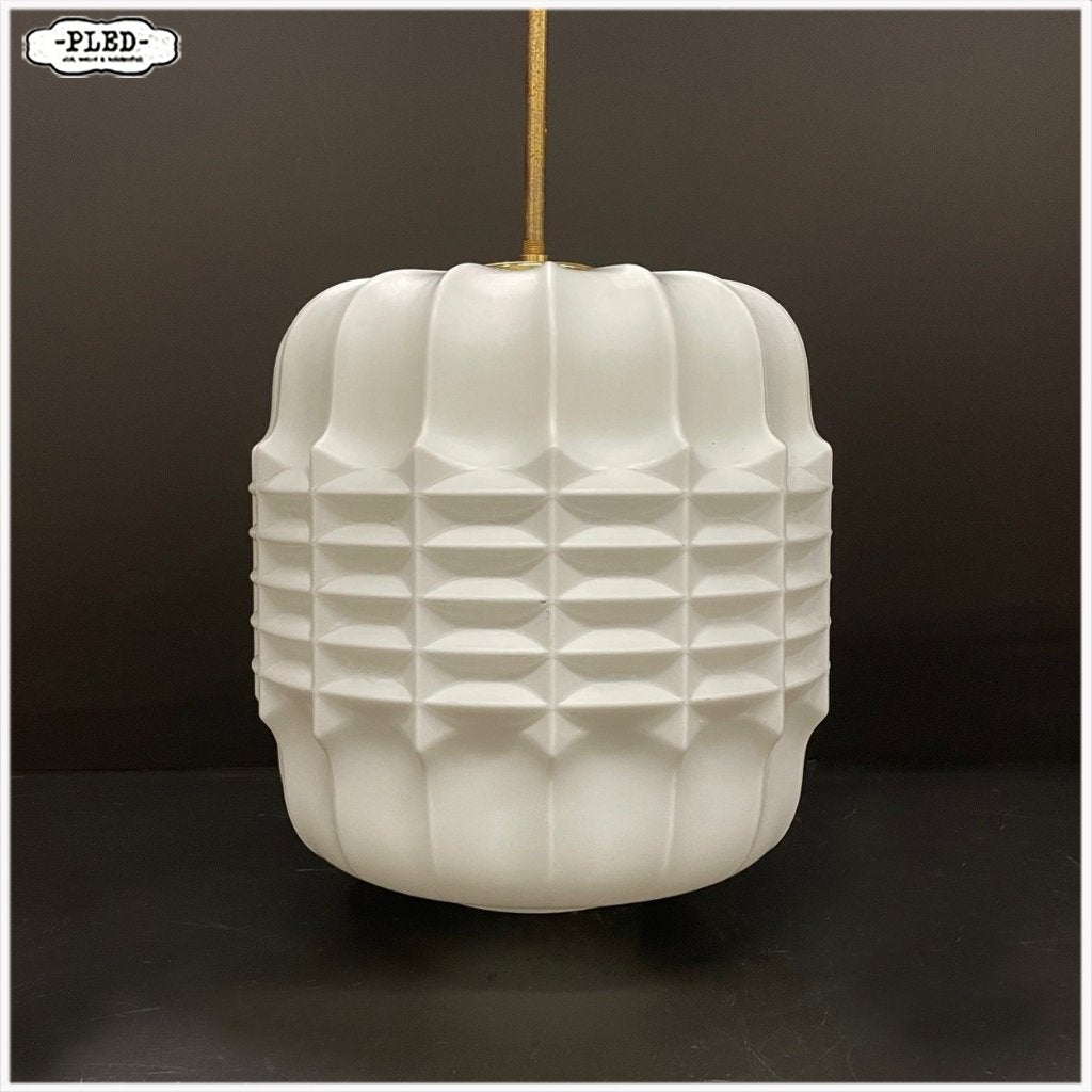 Prachtige opaline pendellamp, Bohemen, jaren ’60, Gebruikt, Vintage, E27 (groot), Glas