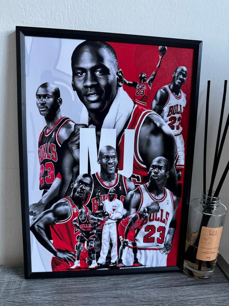 Ingelijste Michael Jordan poster 21x30cm, Ophalen of Verzenden, Gebruikt, Foto of Poster, Minder dan 50 cm