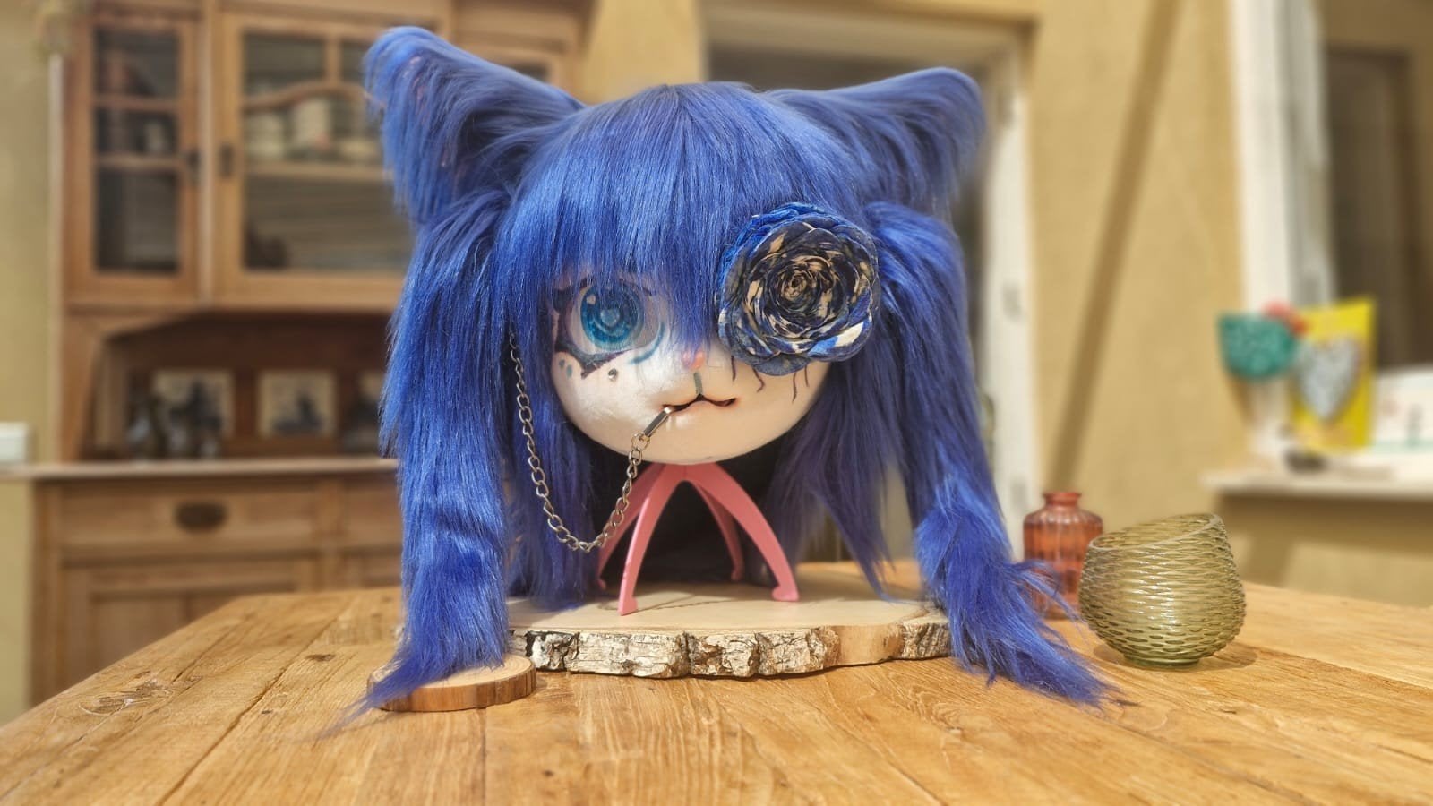 Zelfgemaakt donkerblauw Kigurumi Furry masker, Ophalen of Verzenden, Nieuw
