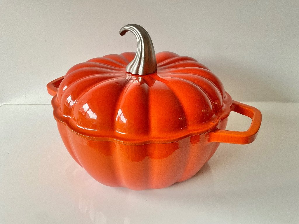 Pompoenpan gietijzer & emaille 3L - NIEUW!, Met deksel, Ophalen of Verzenden, Nieuw, Gietijzer