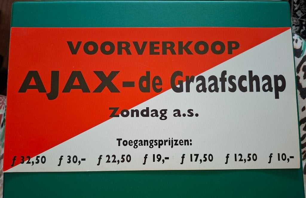Ajax - de Graafschap karton bordje voorverkoop jaren 90, Ophalen of Verzenden, Zo goed als nieuw, Ajax, Overige typen