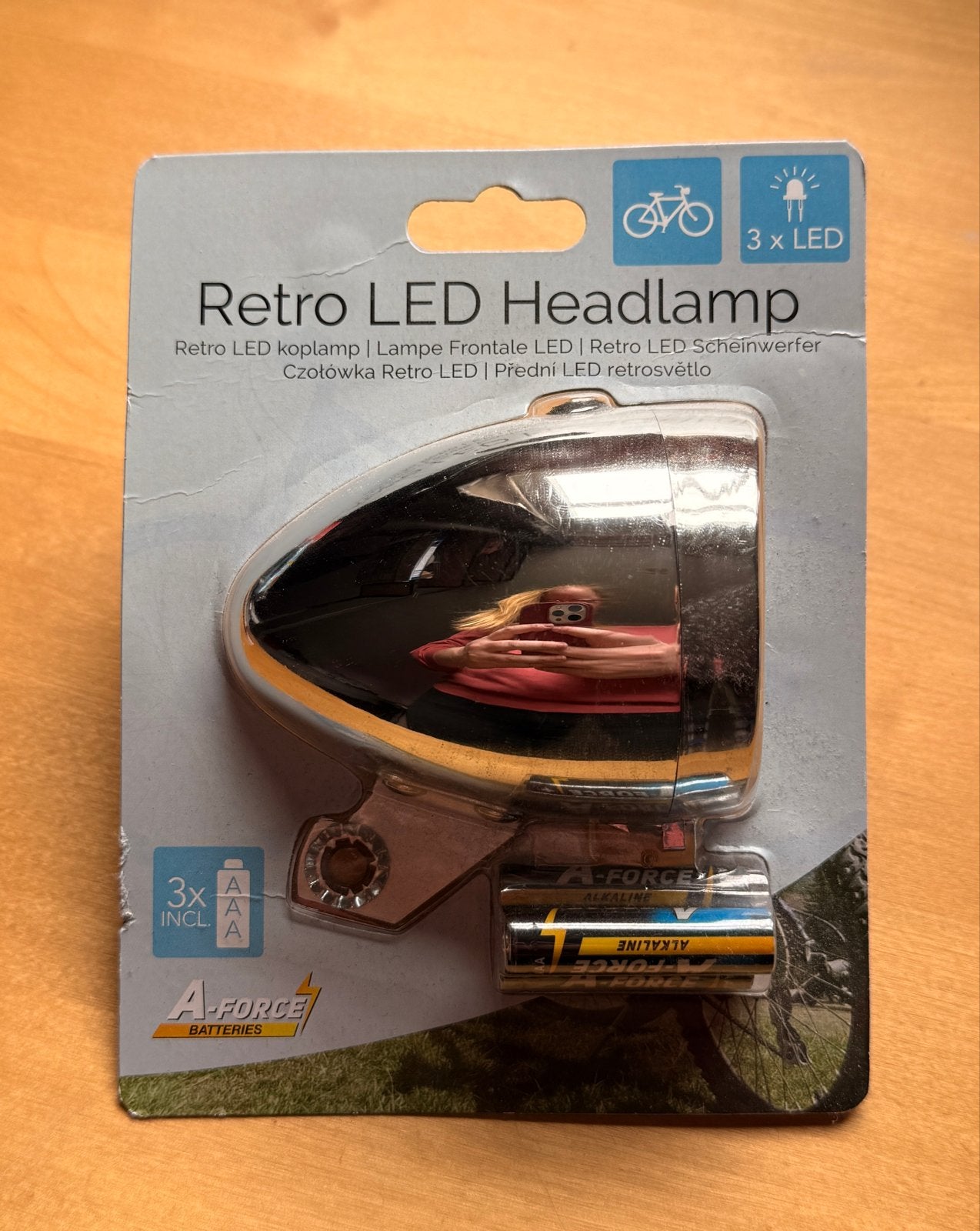 Retro LED fietslamp (voorlicht) - Nieuw in verpakking, Waterbestendig, Batterij, Voorlicht, Nieuw