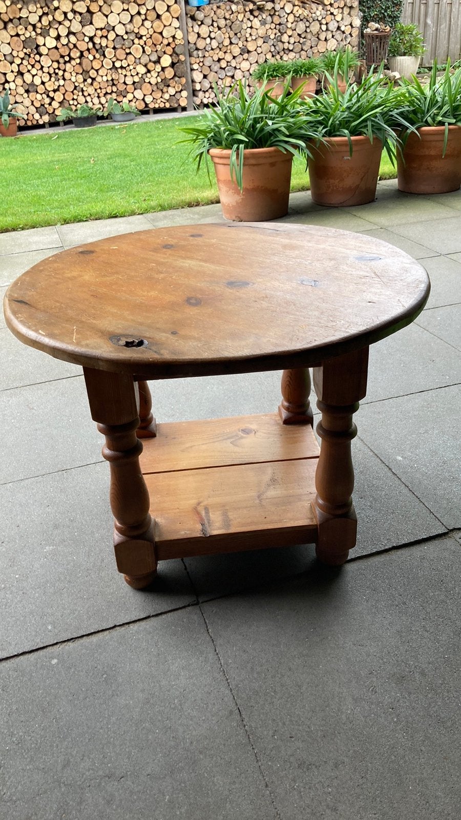 Grenen salontafel, Ophalen