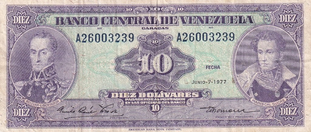 Venuzuela 10 bolivares 7-6-1977, Verzenden, Zuid-Amerika, Los biljet