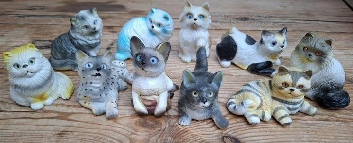 10 Vintage New Ray Novelty rubber katten / poezen, 1990, Verzamelen, Dierenverzamelingen, Ophalen of Verzenden, Gebruikt, Hond of Kat