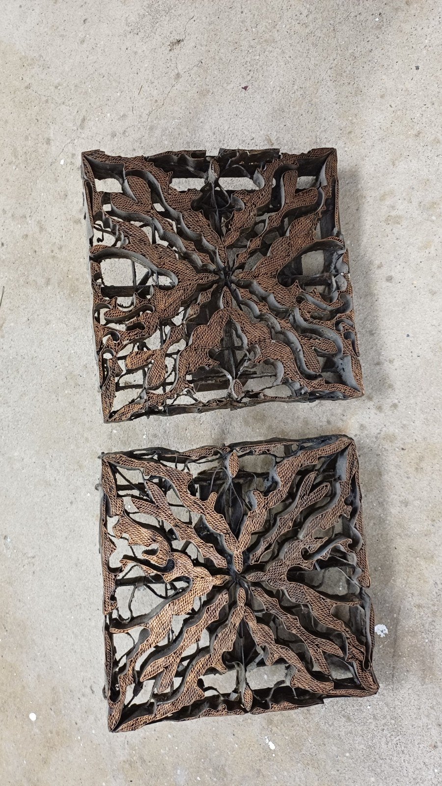 Antieke Koperen Batikstempels (Tjap) uit Indonesië - 2 Stuks, Antiek en Kunst, Ophalen of Verzenden
