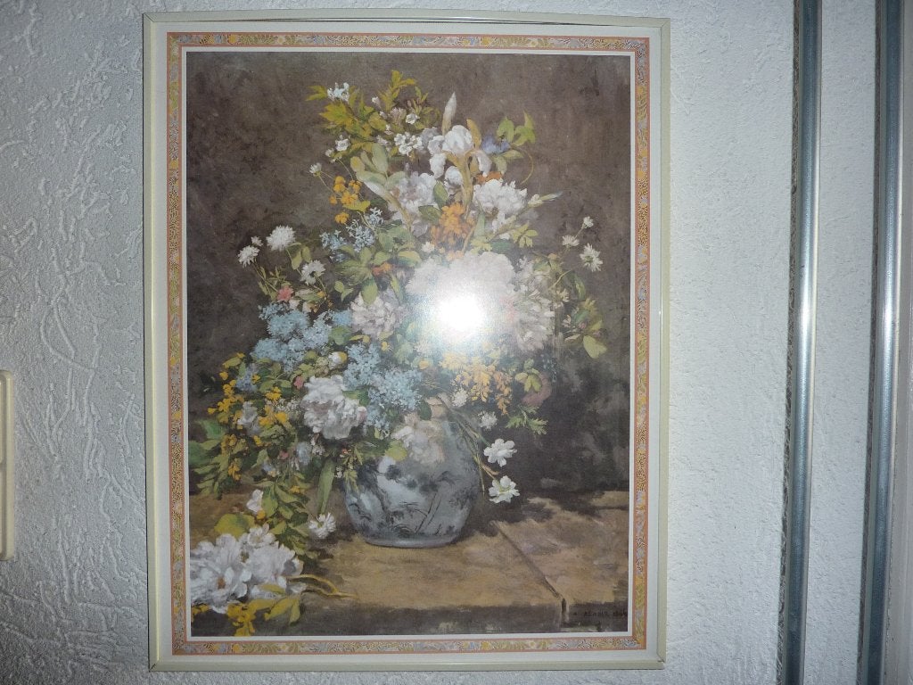 oud schilderij prent lente boeket, Ophalen of Verzenden
