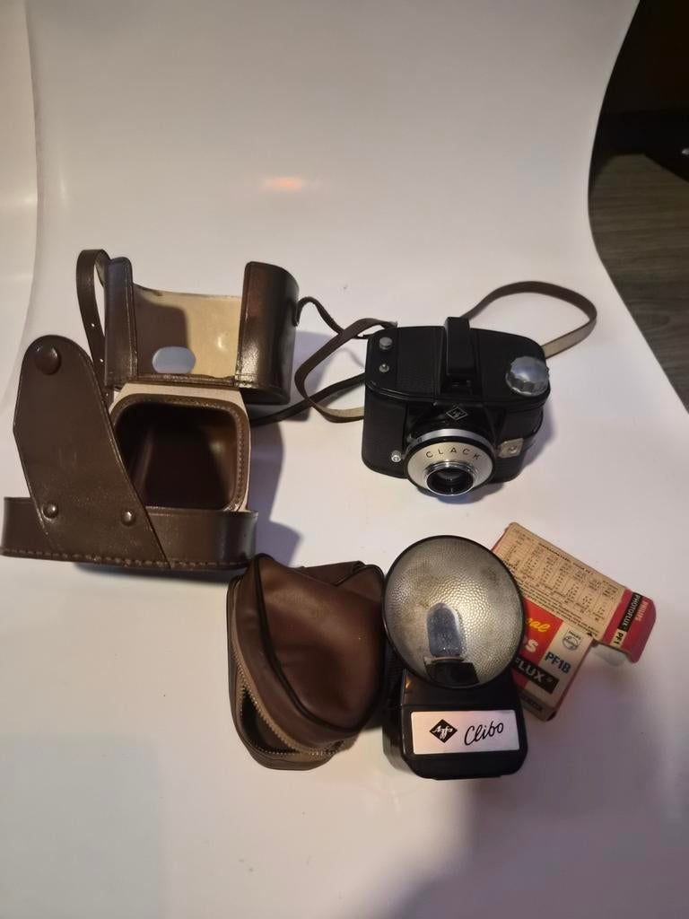 Vintage Agfa Clack camera met accessoires, Ophalen of Verzenden, Gebruikt, Compact, Overige Merken