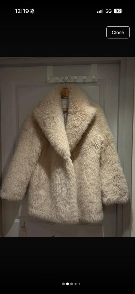MNG Faux Fur Jas - Crème/Beige, Ophalen of Verzenden, Zo goed als nieuw, Maat 38/40 (M), Beige