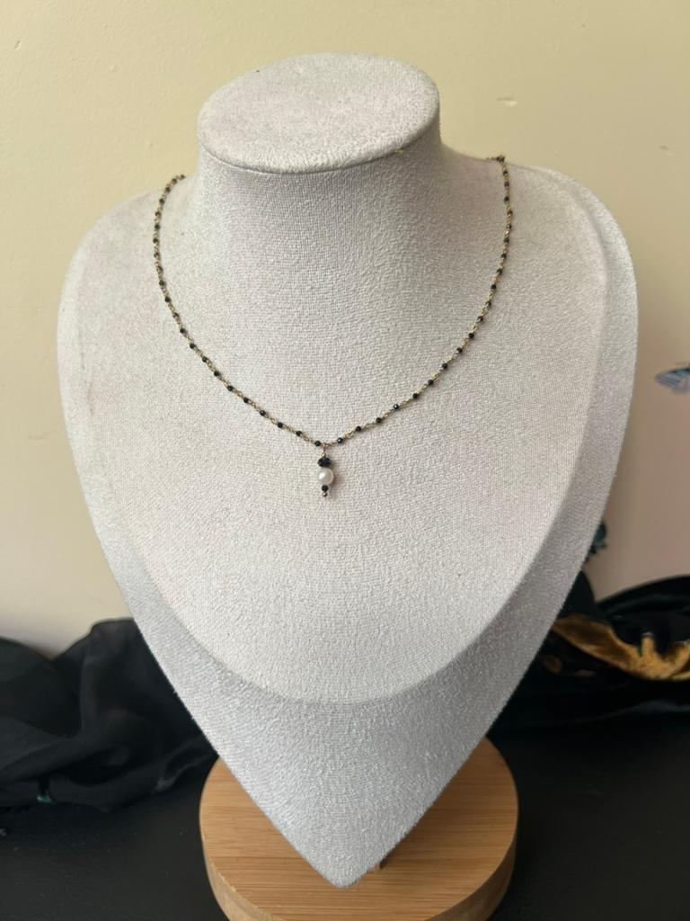 AKOYA zoutwater parel hanger spinel beschermt geluk uniek, Zwart, Nieuw, Ophalen of Verzenden, Met edelsteen