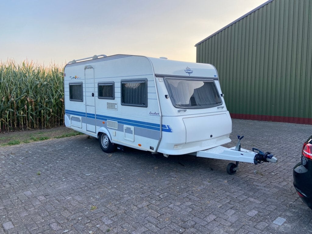Hobby 450 UB Exellent Easy met mover luifelvoortent 1250 kg, Rondzit, Hobby, Dwarsbed, Particulier