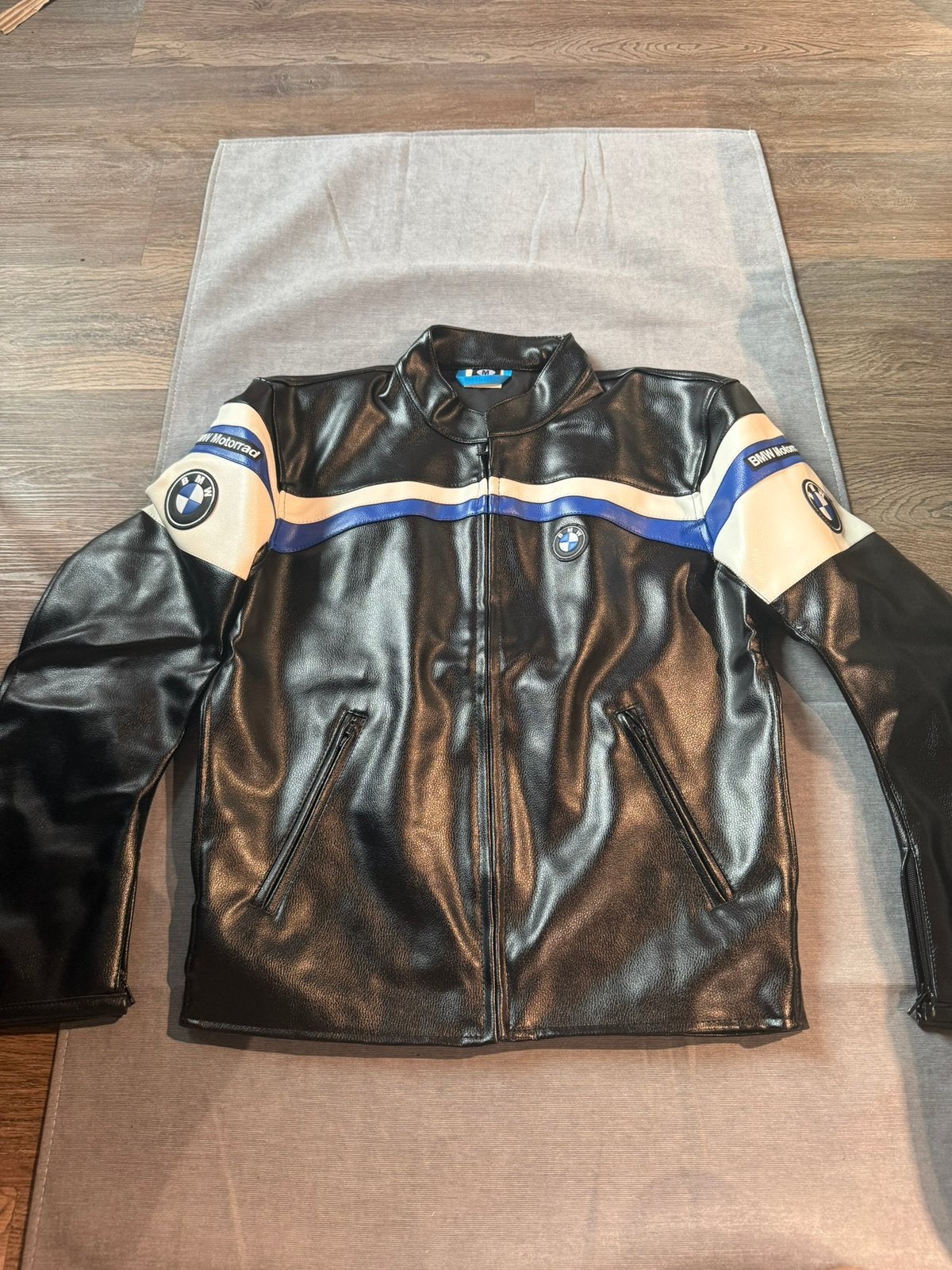 BMW Racing Motorjas (Maat M) Leder Look, Ophalen of Verzenden, Zo goed als nieuw, Maat 48/50 (M), Zwart